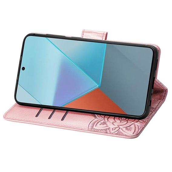 Klopové pouzdro pro Xiaomi Redmi Note 13 Pro 5G, Butterfly, růžové rose gold