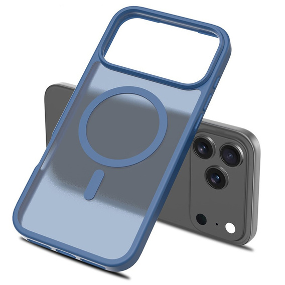 Matné pouzdro pro iPhone 17 Pro Max, pro MagSafe, průsvitně modré