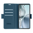Pouzdro pro Realme 14 Pro+ 5G, ERBORD Glossy Litchi, flipová peněženka, modré