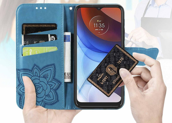 Klopové pouzdro pro Oppo Reno 13F / Oppo Reno 13FS, Butterfly, modré