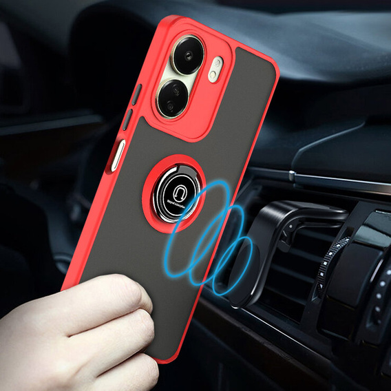Pouzdro pro Xiaomi Redmi 13C / Poco C65, Frosted Ring, červené