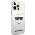 Pouzdro Karl Lagerfeld pro iPhone 13 Pro Max, Choupette Head, průhledné