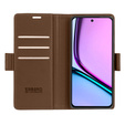 Pouzdro pro Realme C67 4G, ERBORD Glossy Litchi, flipová peněženka, hnědé