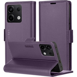 Pouzdro pro Xiaomi Redmi Note 13 5G, ERBORD Glossy Litchi, flipová peněženka, fialové
