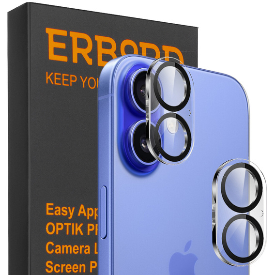 Tvrzené sklo na fotoaparát pro iPhone 16 / 16 Plus, černé