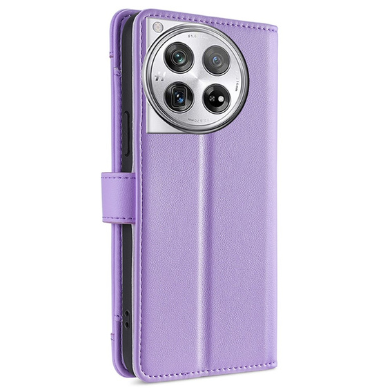 Klopové pouzdro pro OnePlus 12 5G, Wallet Zipper Pocket, fialové