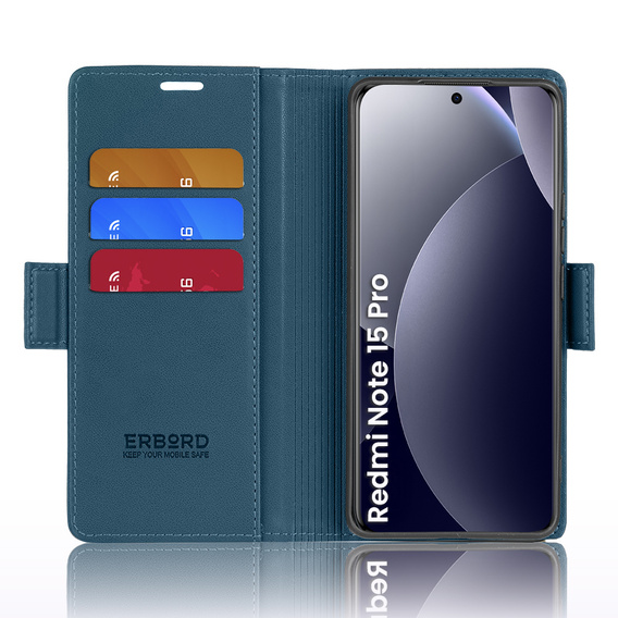 Pouzdro s klopou ERBORD Glossy Litchi pro Xiaomi Redmi Note 15 Pro 5G