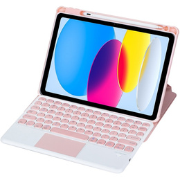 Pouzdro s klávesnicí pro iPad 11" 2025 A16 (11 gen.) / iPad 10.9" 2022 (10 gen.), Rotary 360° Leather, růžové rose gold