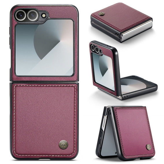 Pouzdro pro Samsung Galaxy Z Flip7 FE / Z Flip6, CASEME Litchi Leather, červené