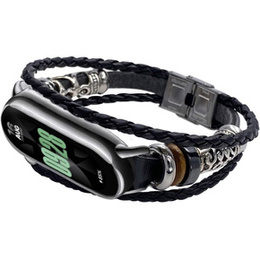 Kožený řemínek pro Xiaomi Smart Band 10 / 9 / 8, černé
