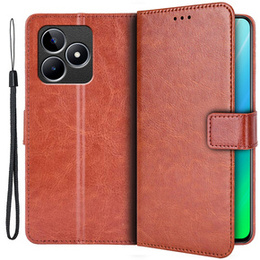 Klopové pouzdro pro Realme C53 4G, Crazy Horse Wallet, hnědé