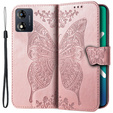 Klopové pouzdro pro Motorola Moto E13, Butterfly, růžové rose gold