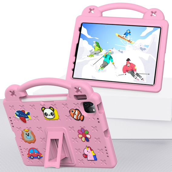 Dětské pouzdro pro iPad Air 10.9" 2022/2020 (5/4 gen.) / Pro 11" 2022/2021/2020 (4/3/2 gen.), Cute Patterns, se stojánkem, růžové