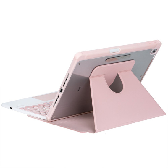 Pouzdro s klávesnicí pro iPad 11" 2025 A16 (11 gen.) / iPad 10.9" 2022 (10 gen.), Rotary 360° Leather, růžové rose gold