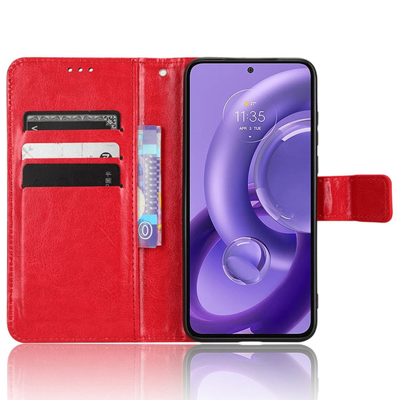 Klopové pouzdro pro Motorola Edge 30 Neo 5G, Crazy Horse Wallet, červené