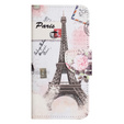 Klopové pouzdro pro Motorola Moto G73 5G, Wallet, Eiffel Tower, bílé