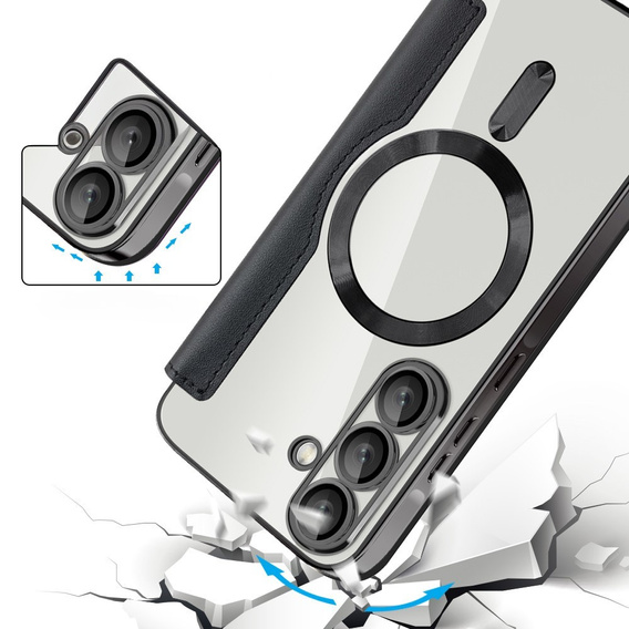 Klopové pouzdro pro Samsung Galaxy A26, RFID Wallet MagSafe CamShield, černé