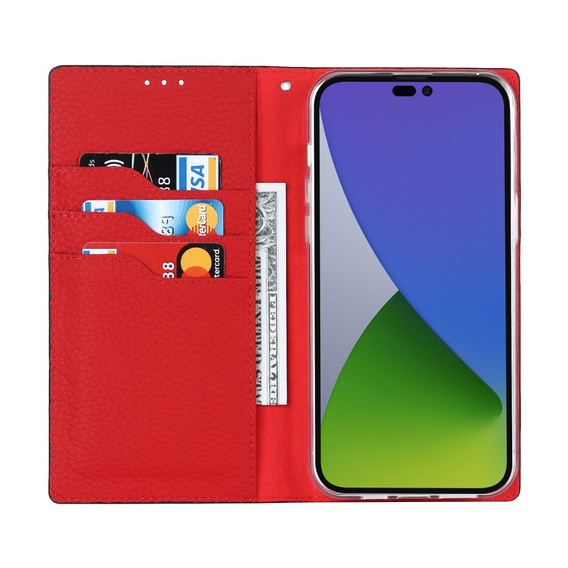 Klopové pouzdro pro iPhone 15 Pro Max, Litchi Skin Grain, černé