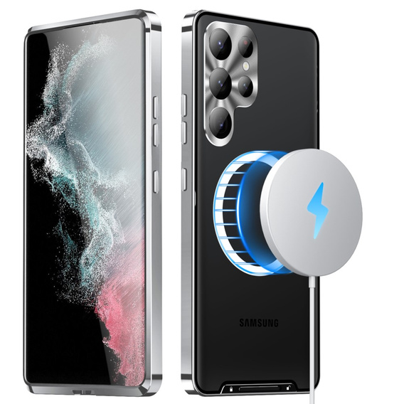 Ochranné pouzdro na fotoaparát pro Samsung Galaxy S23 Ultra, CamShield MagSafe, průhledná / stříbrná