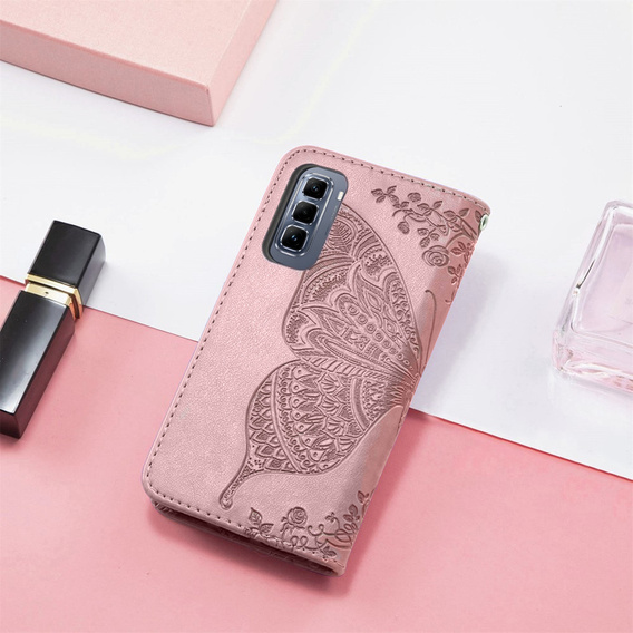Klopové pouzdro pro Infinix Hot 50 Pro 4G, Butterfly, růžové rose gold
