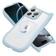 Pouzdro pro iPhone 16 Pro, pro MagSafe, Cute Cat, modré + sklo na displej