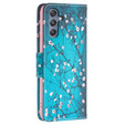 Klopové pouzdro pro Samsung Galaxy M34, Wallet, Sakura, modré