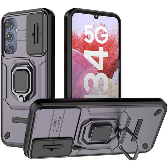 Pouzdro pro Samsung Galaxy M34, KickStand Camera Lens, fialové