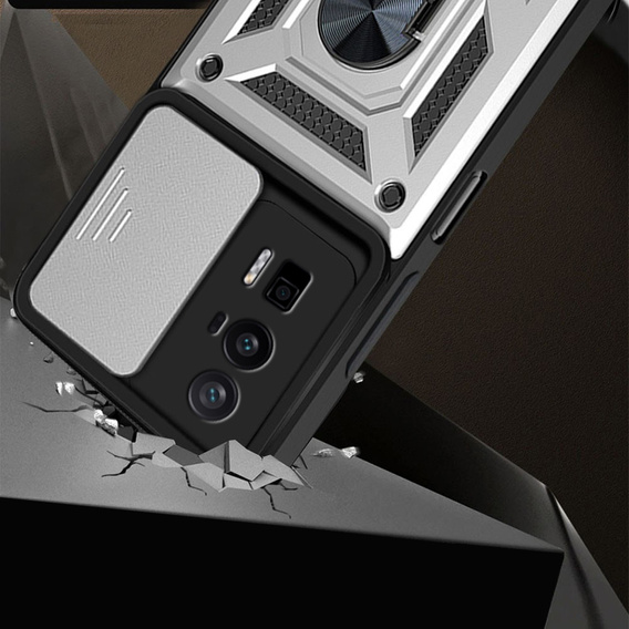 Pouzdro pro Xiaomi Poco F5 Pro, CamShield Slide, stříbrné