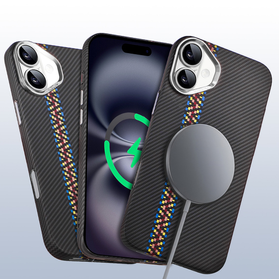 Pouzdro pro iPhone 16 Plus, Carbon Fiber MagSafe, černé
