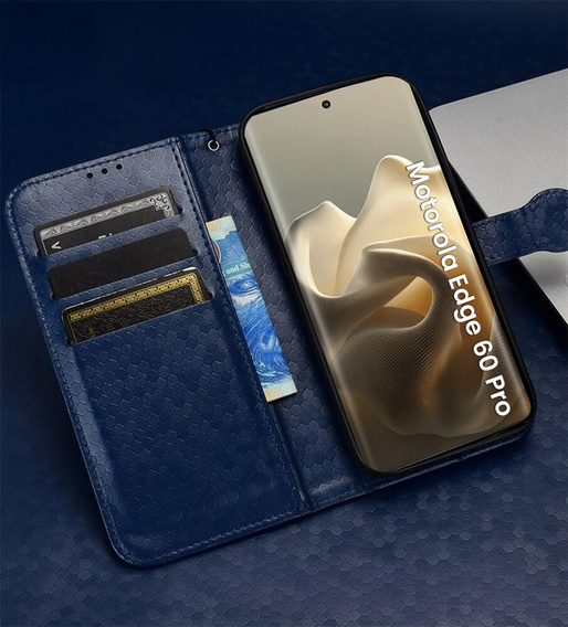 Flipové pouzdro pro Motorola Edge 60 Pro, Wallet Rhombus, modré