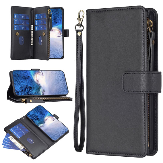 Klopové pouzdro pro Samsung Galaxy A25 5G, Wallet Zipper Pocket, černé