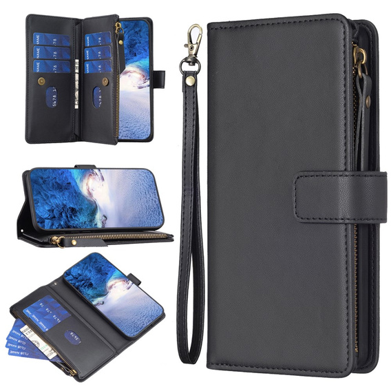 Klopové pouzdro pro Xiaomi Redmi Note 13 Pro 4G / Xiaomi Redmi Note 14S / Xiaomi Poco M6 Pro 4G, Wallet Zipper Pocket, černé
