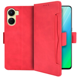 Klopové pouzdro pro Vivo Y16 4G, Card Slot, červené