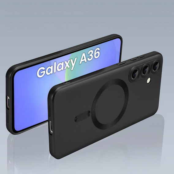 Pouzdro pro Samsung Galaxy A36, ColorMag, pro MagSafe, černé + tvrzené sklo 9H