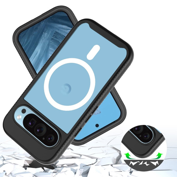 Pouzdro pro Google Pixel 9 / Google Pixel 9 Pro, Shockproof, s fólií na displej, pro MagSafe, černé