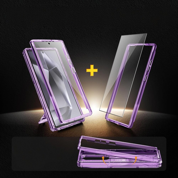Pouzdro pro Samsung Galaxy S24 Ultra, Tongate MECH Series Clip, transparentní / fialové