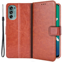 Klopové pouzdro pro Motorola Moto G62 5G, Crazy Horse Wallet, hnědé