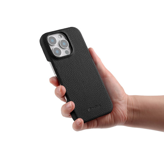 Pouzdro MELKCO pro iPhone 16 Pro Max, kožené, černé