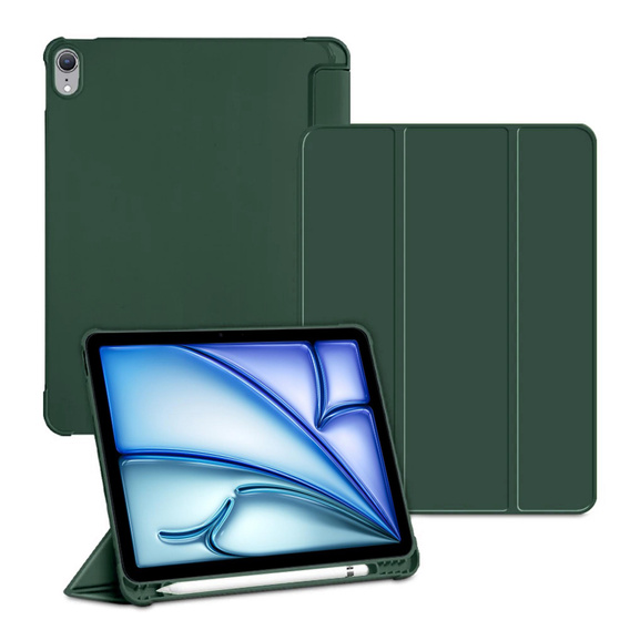 Pouzdro pro Apple iPad Air 11" 6 gen. 2024 (A2902, Smartcase s prostorem pro stylus, tmavě zelené