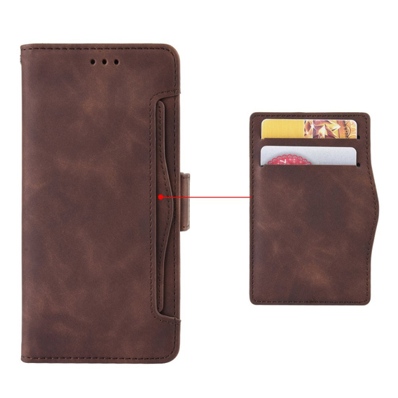 Klopové pouzdro pro Realme 14 Pro+ 5G, Card Slot, hnědé