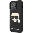 Pouzdro Karl Lagerfeld pro iPhone 13 Pro, 3D Rubber Karl's Head, černé