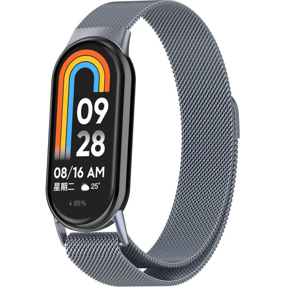 Milánský náramek s pouzdrem pro Xiaomi Smart Band 10 / 9 / 8, šedá
