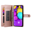 Klopové pouzdro pro iPhone 16 Plus, Wallet Zipper Pocket, růžové