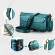 Pouzdro CASEME pro iPhone16e, RFID Leather Wallet, s popruhem přes rameno, zelené