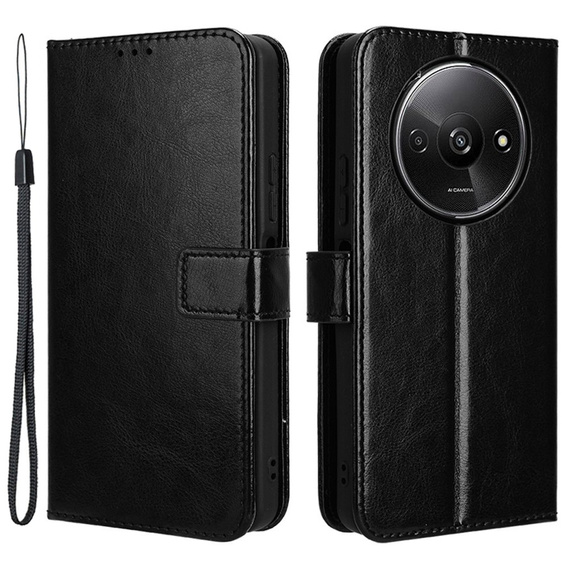 Klopové pouzdro pro Xiaomi Redmi A3, Crazy Horse Wallet, černé