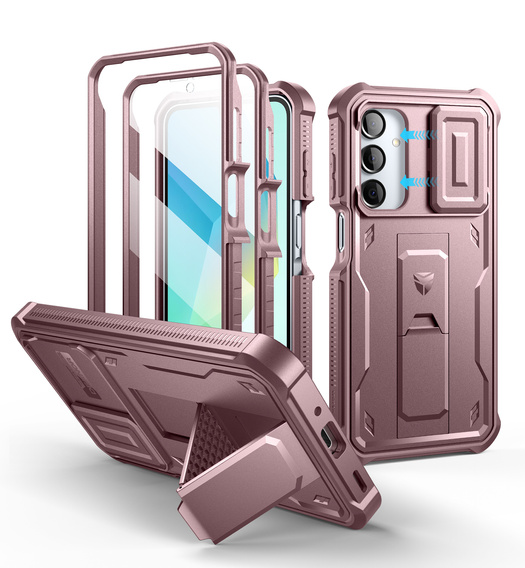 Pancéřové pouzdro pro Samsung Galaxy A16, Dexnor Full Body (Two Frames), růžové