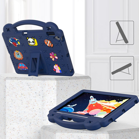 Dětské pouzdro pro iPad 10.2" 2021/2020/2019 (9/8/7 gen.) / Air 10.5" 2019 (3 gen.), Cute Patterns, se stojánkem, námořnicky modré