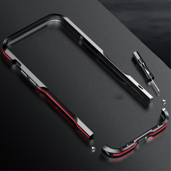 Pouzdro LUPHIE pro iPhone 14, Armor Bumper, černá / červená
