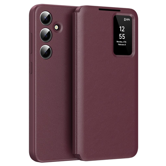 Flipové pouzdro pro Samsung Galaxy S25, Smart View Wallet, kaštanové
