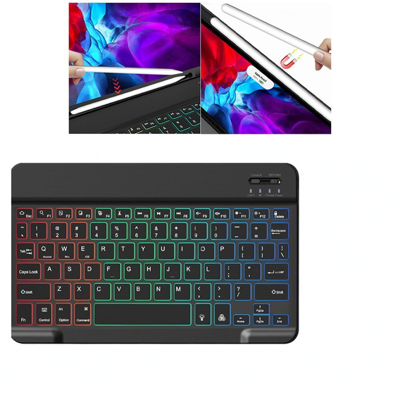 Pouzdro s podsvícenou bluetooth klávesnicí pro iPad 10.9 2022 (10 gen.), černé